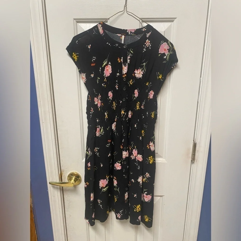 Free People The Greatest Day Smocked Mini Floral Dress S